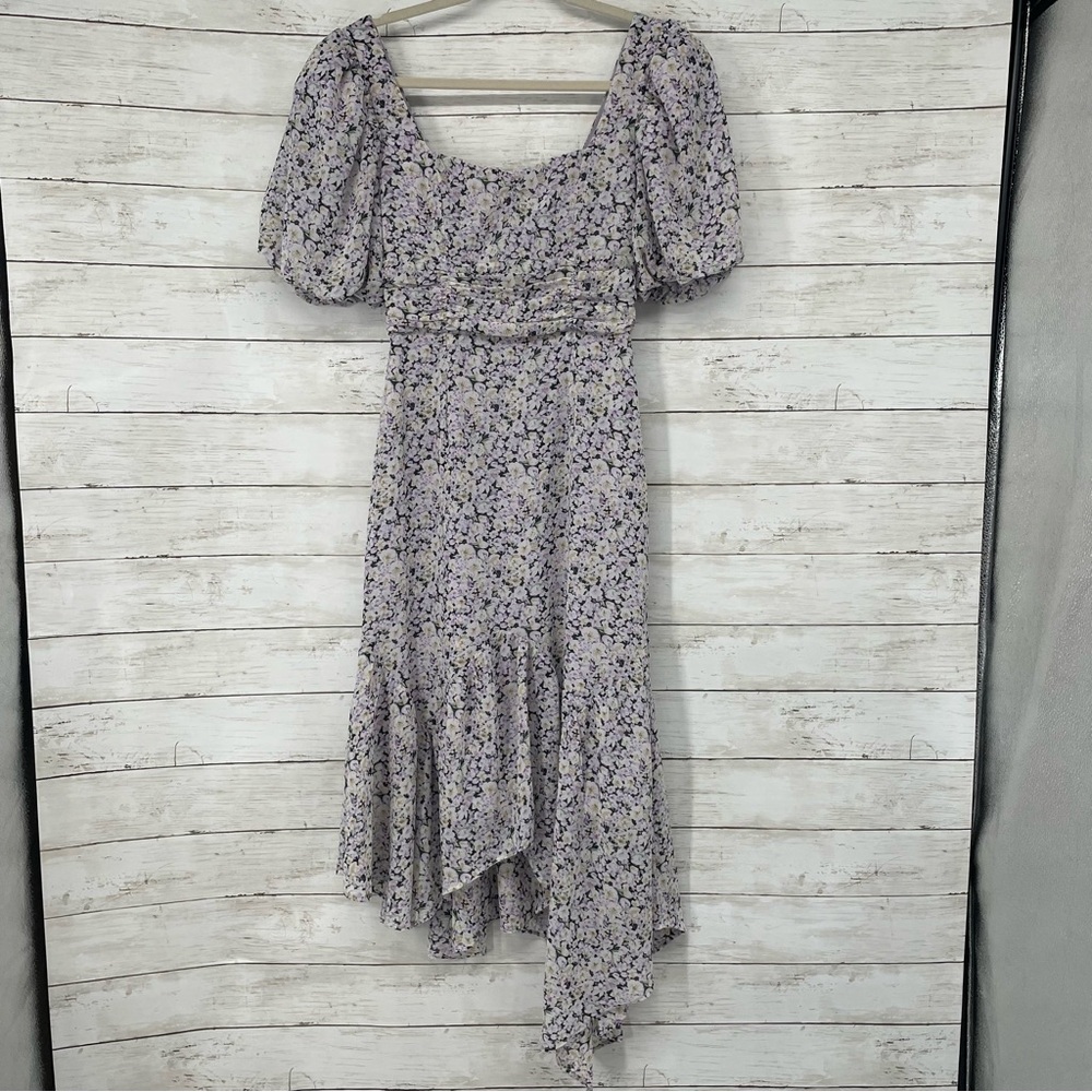 ASTR the label‎ Micalela Floral Puff Sleeve Asymmetrical Midi Dress Size XS - Picture 5 of 16
